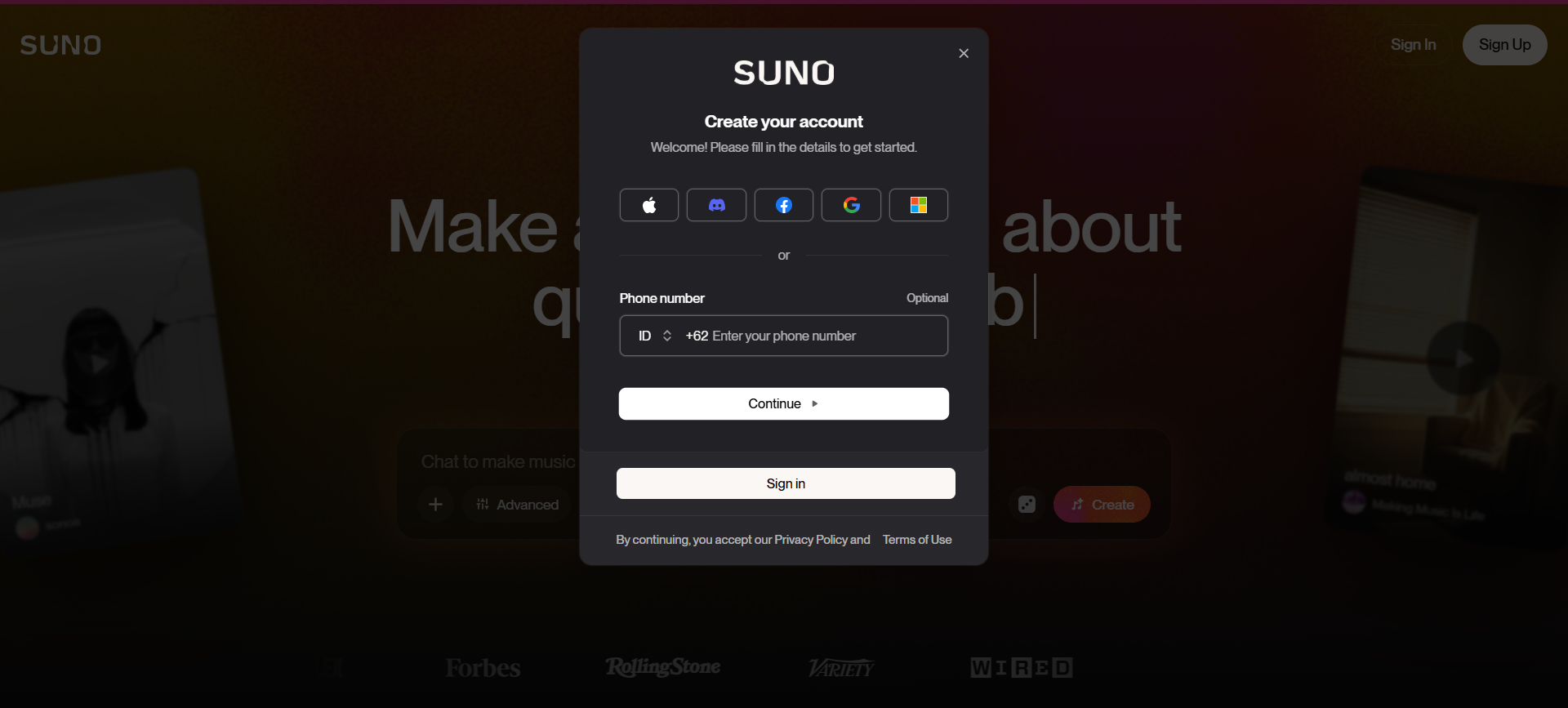 create account suno ai