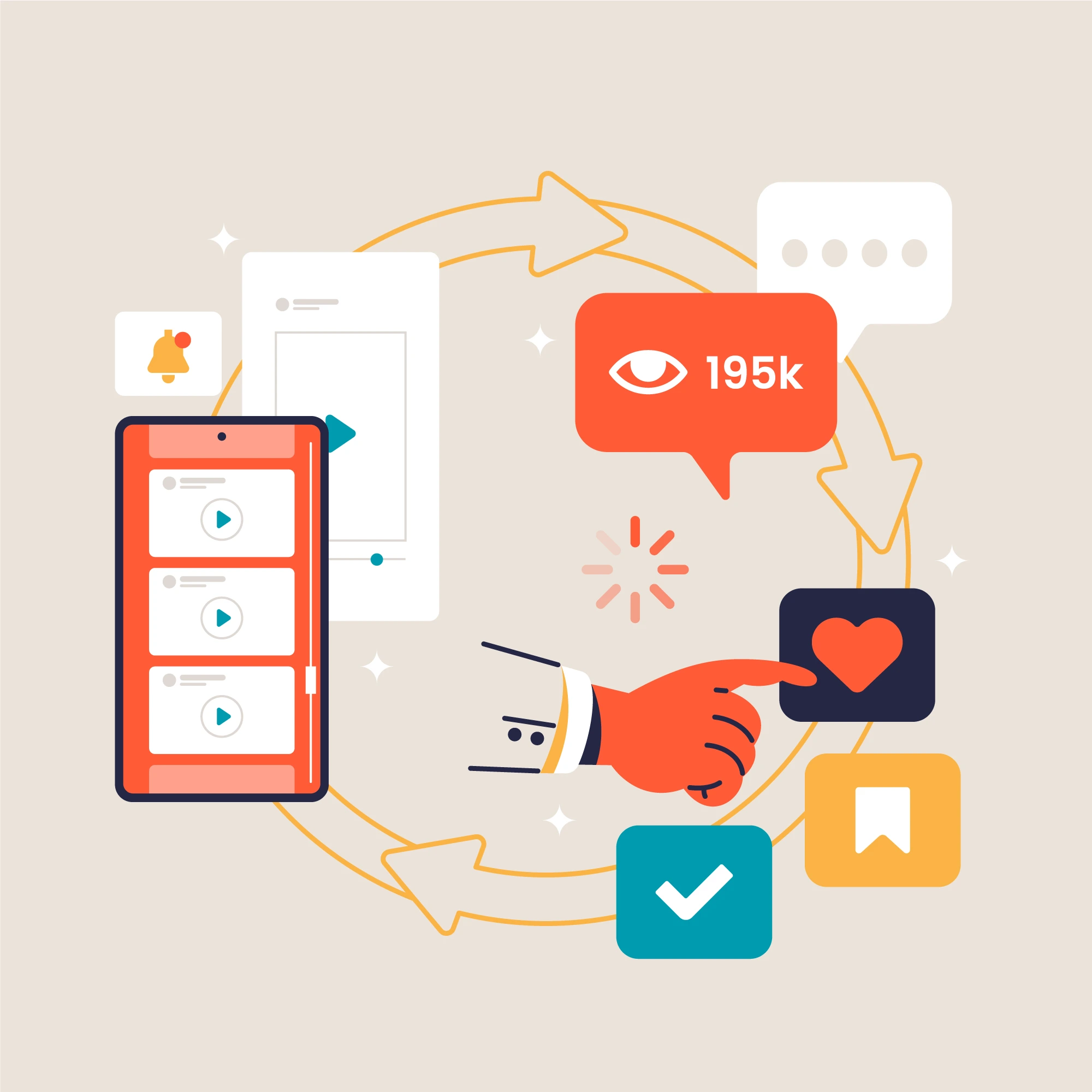 Ilustrasi penurunan views akibat shadowban TikTok dan perubahan algoritma FYP